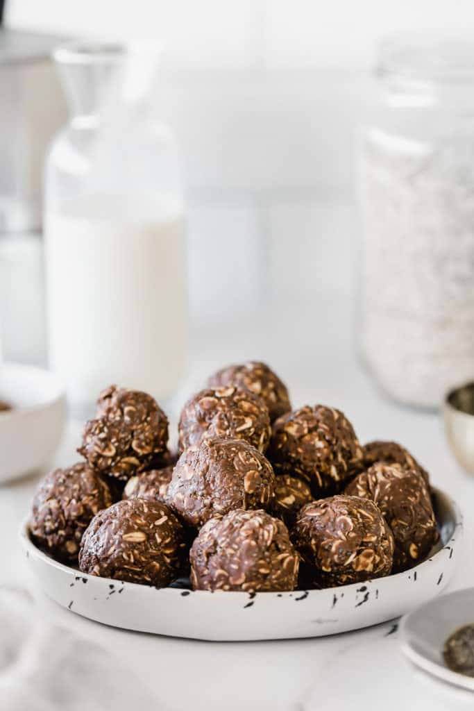 A plate of Nutella Chia Energy Bites.