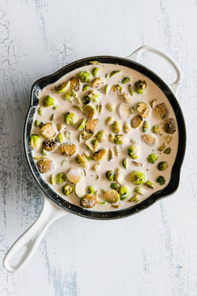 This image has an empty alt attribute; its file name is Creamy-Cheesy-Brussel-Sprouts-6-683x1024.jpg