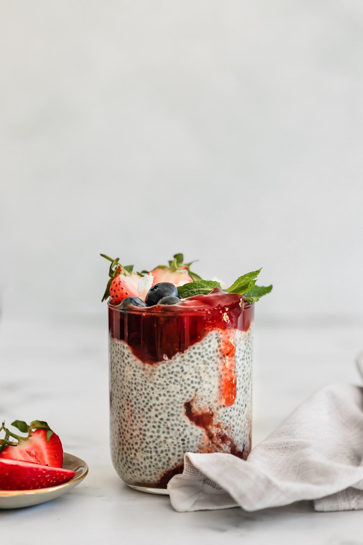 Oat milk chia pudding with berries