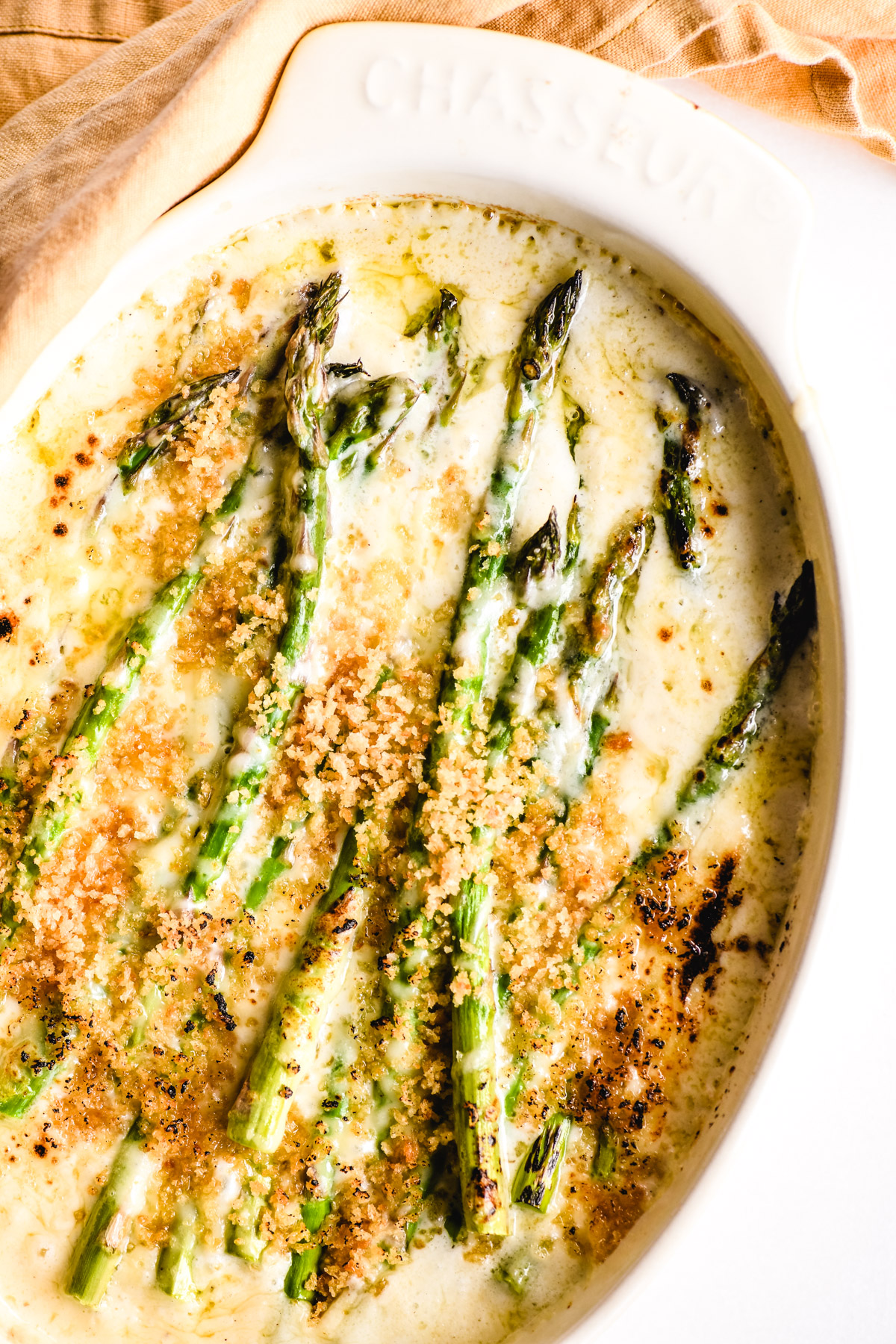 asparagus side dish with cream and cheese