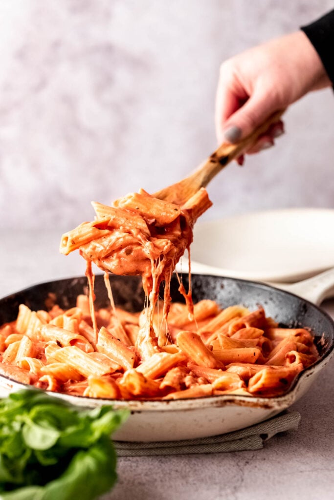 cheesy pasta with fresh basil