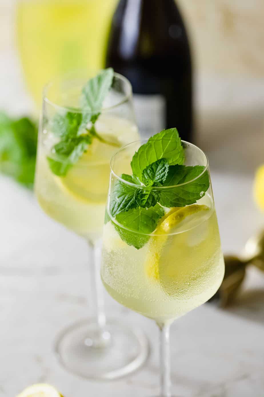 A vodka cocktail with lemon and mint.