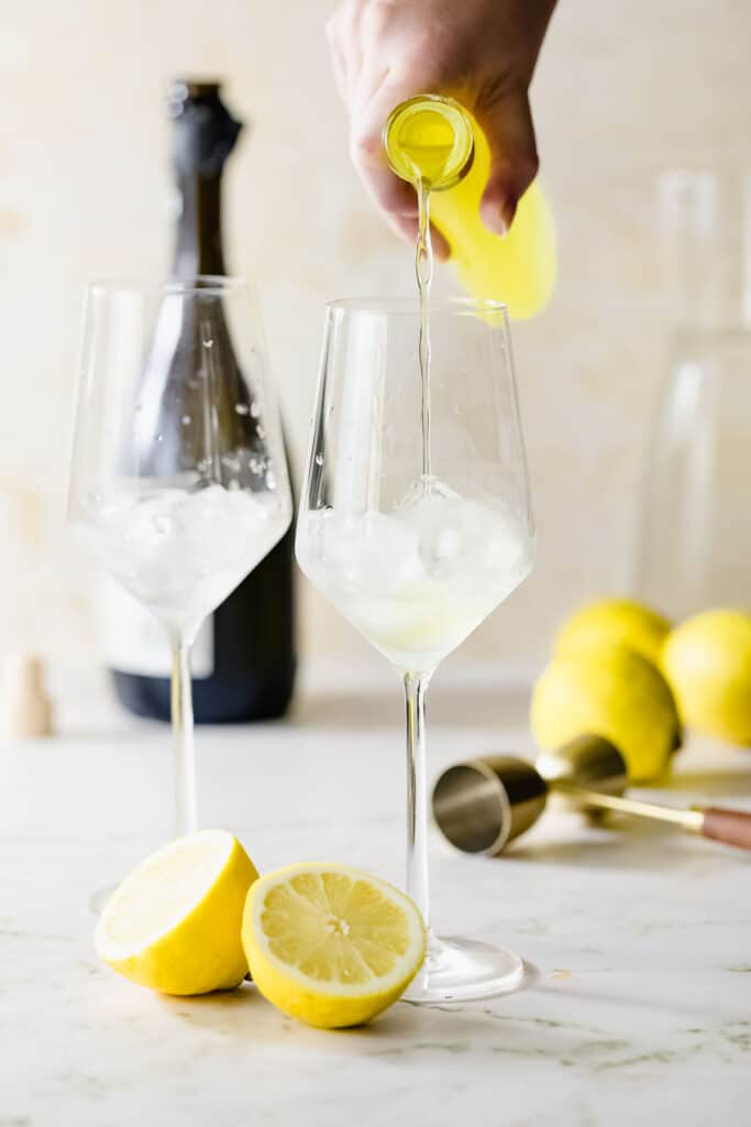 wine glasses with limoncello