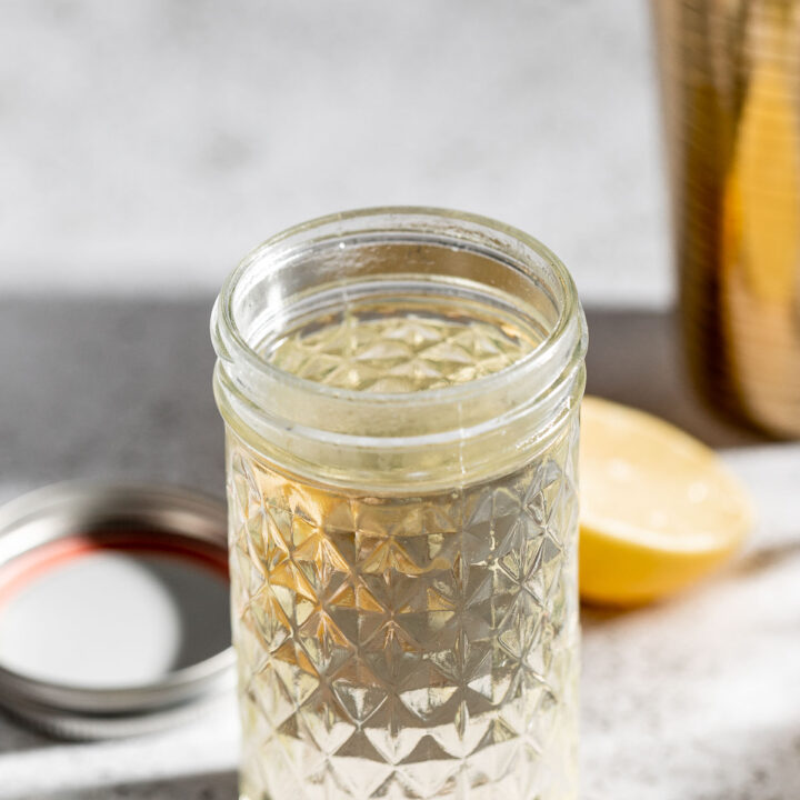 simple syrup in a glass jar
